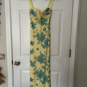 NEVER WORN Billy J floral dress with teal green print